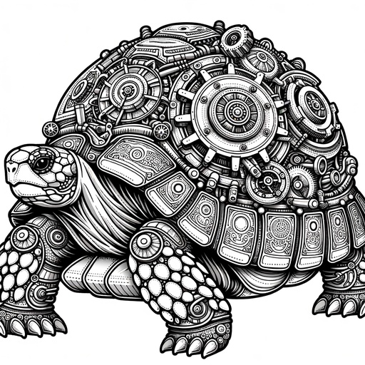 Steampunk Tortoise Coloring Page