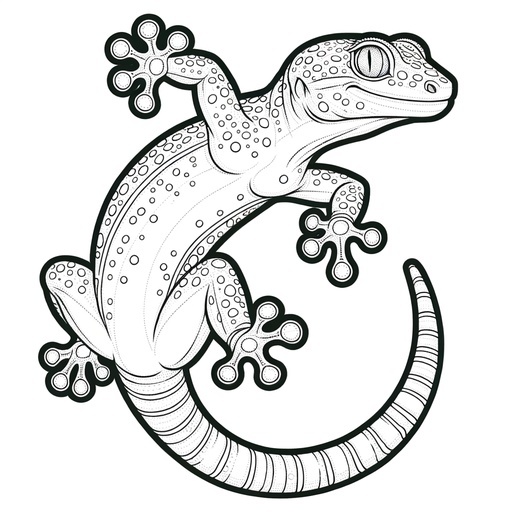 Children&#8217;s Action Pose Gecko Coloring Page