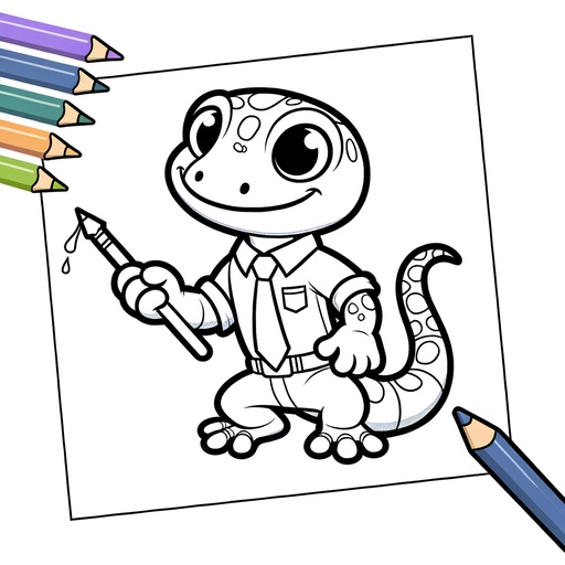 Children&#8217;s Job-themed Gecko Coloring Page
