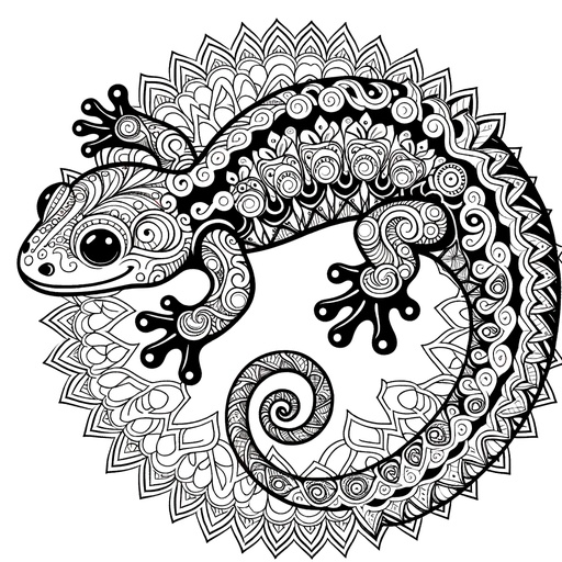 Children's Mandala Salamander Coloring Page- 4 Free Printable Pages
