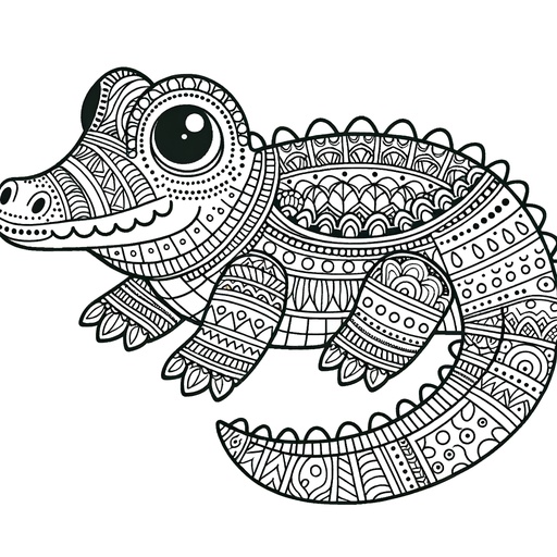 Children&#8217;s Mindful Crocodile Coloring Page