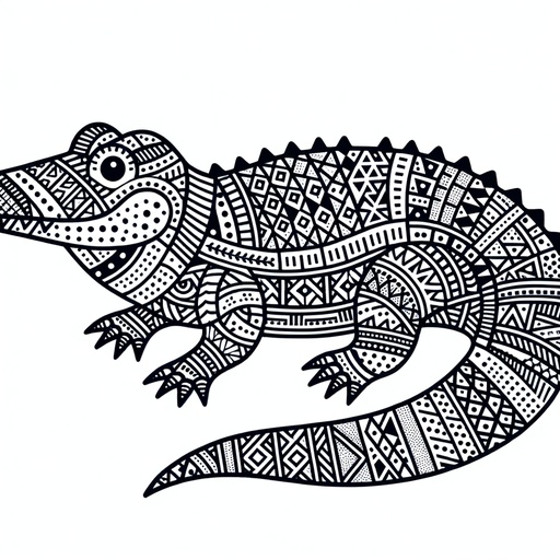 Children&#8217;s Geometric Crocodile Coloring Page