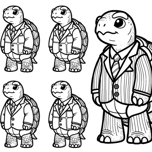 Tortoise in Suits Coloring Page