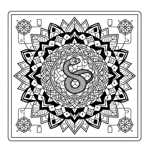 Mandala Rattlesnake Coloring Page