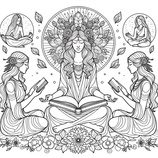 Children&#8217;s Mindful Nymphs Coloring Page