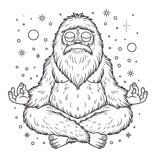 Children&#8217;s Mindful Yeti Coloring Page