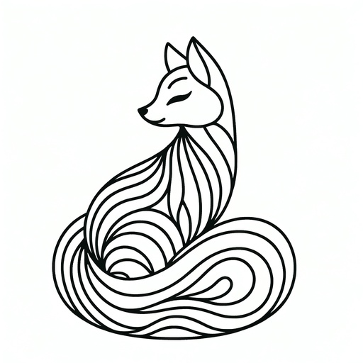 Children&#8217;s Mindful Kitsune Coloring Page