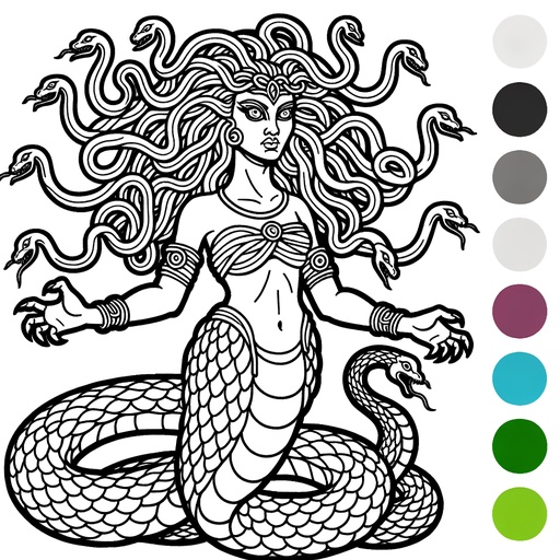 Children&#8217;s Cartoon Medusa Coloring Page