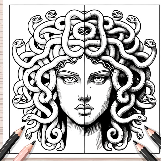 Children&#8217;s Realistic Medusa Coloring Page