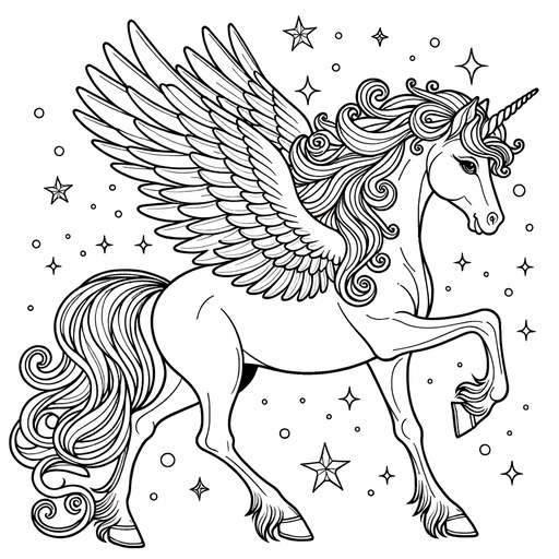 Children&#8217;s Mindful Pegasus Coloring Page