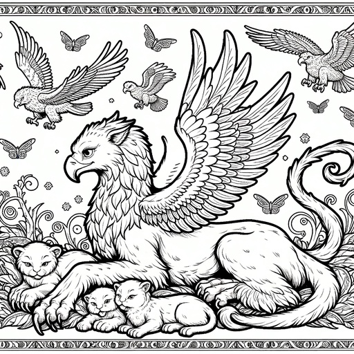 Children&#8217;s Cartoon Griffins Coloring Page