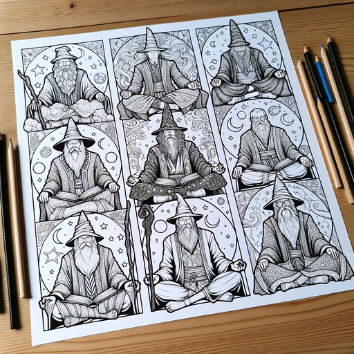 Children&#8217;s Mindful Wizards Coloring Page