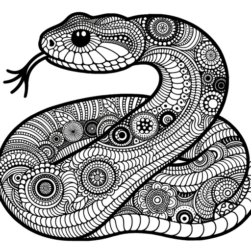 Zentangle Rattlesnake Coloring Page