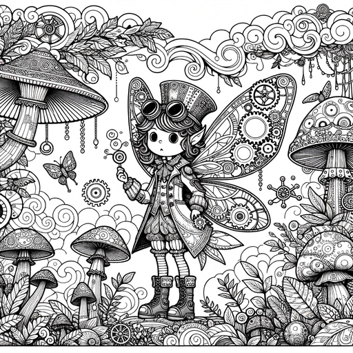 Children's Steampunk Fairies in Magical Forests Coloring Page- 4 Free ...