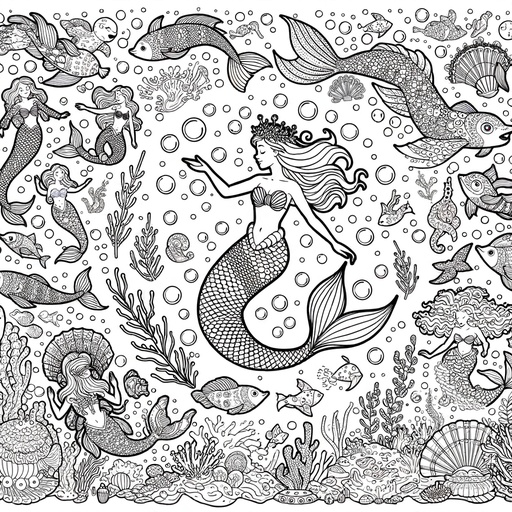 Children&#8217;s Cartoon Mermaids Coloring Page