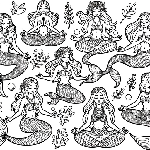 Children&#8217;s Mindful Mermaids Coloring Page