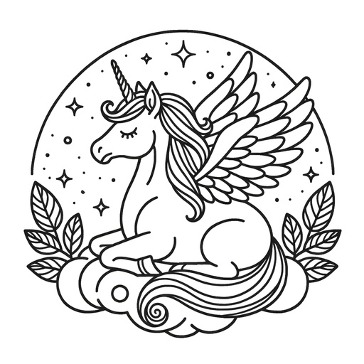 Children&#8217;s Mindful Unicorn Coloring Page