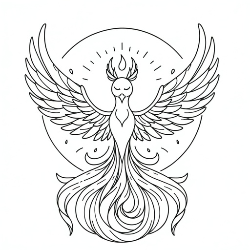 Children&#8217;s Mindful Phoenix Coloring Page