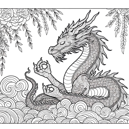 Children&#8217;s Mindful Dragons Coloring Page