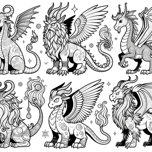 Children&#8217;s Cartoon Mythical Creatures Coloring Page