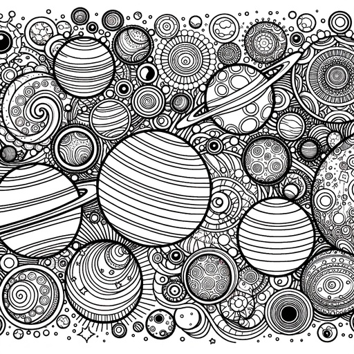 Children&#8217;s Mindful Planets Coloring Page