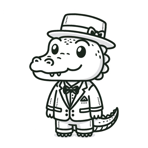 Children&#8217;s Alligator in Suits Coloring Page
