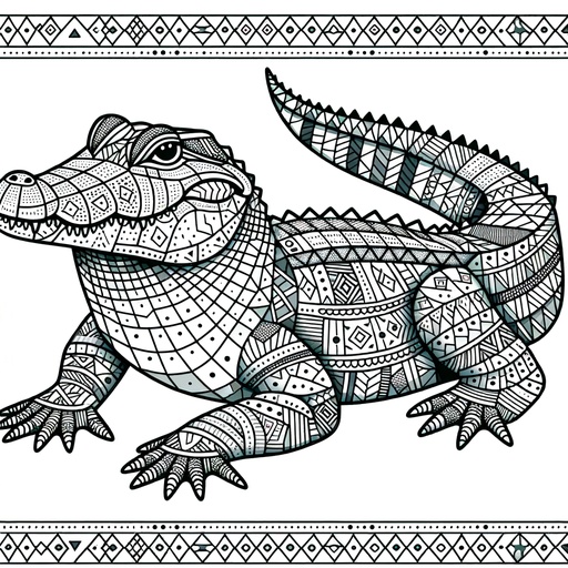 Children&#8217;s Geometric Alligator Coloring Page