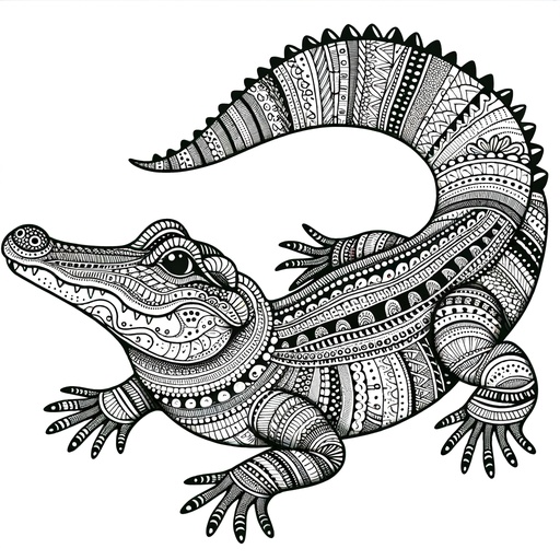 Children&#8217;s Zentangle Alligator Coloring Page