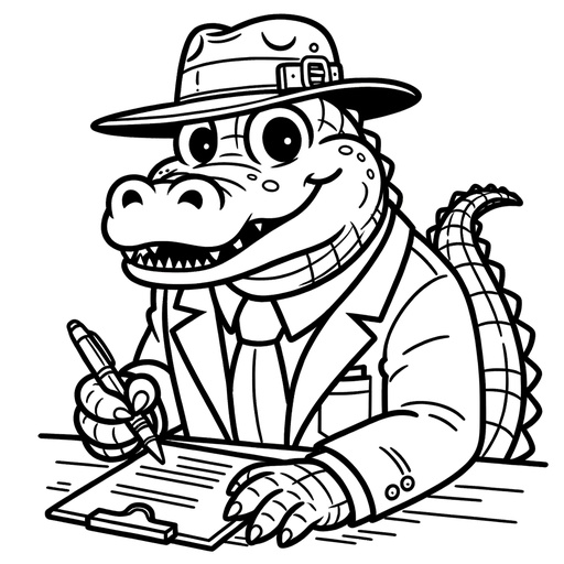 Children&#8217;s Job-themed Alligator Coloring Page