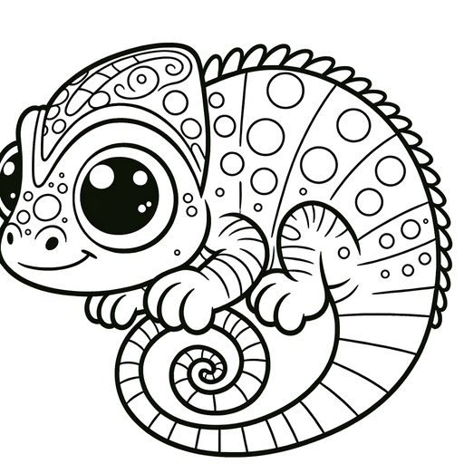 Children&#8217;s Chameleon Coloring Page