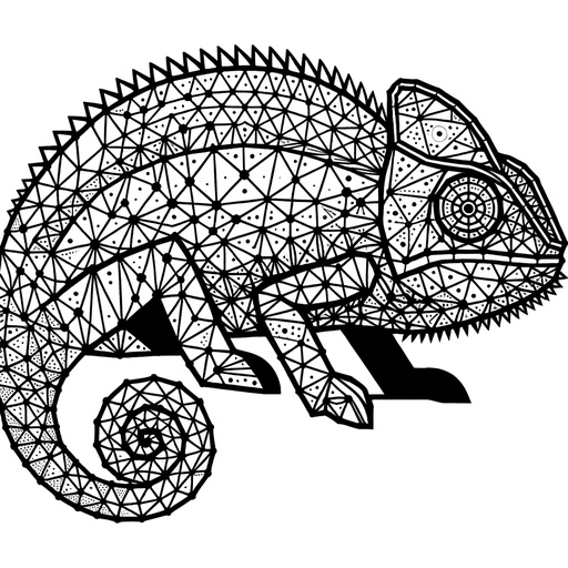 Children&#8217;s Geometric Chameleon Coloring Page