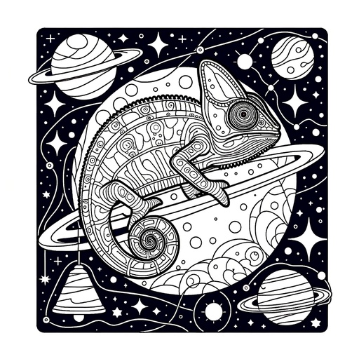 Children&#8217;s Space Chameleon Coloring Page