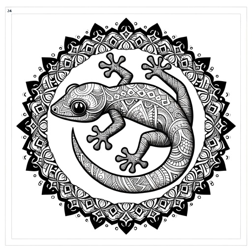 Children&#8217;s Mandala Gecko Coloring Page