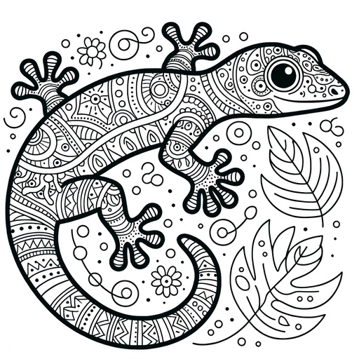 Children&#8217;s Mindful Gecko Coloring Page