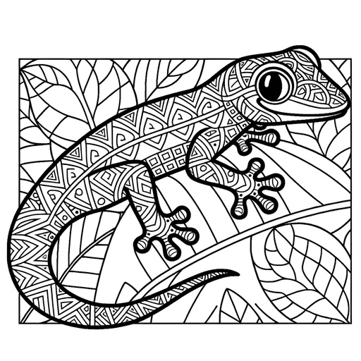 Children&#8217;s Geometric Gecko Coloring Page