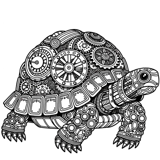 Steampunk Tortoise Coloring Page