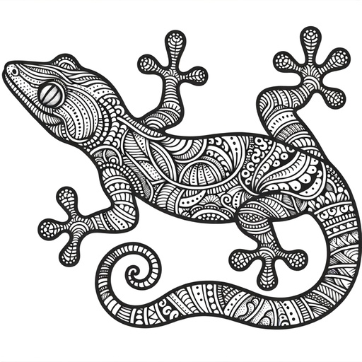 Children&#8217;s Zentangle Gecko Coloring Page
