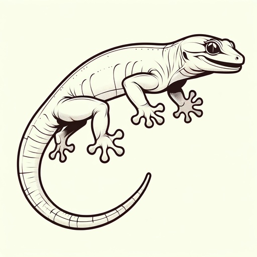 Children&#8217;s Action Pose Gecko Coloring Page