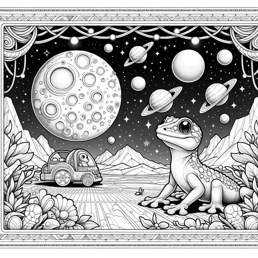 Children&#8217;s Space Gecko Coloring Page