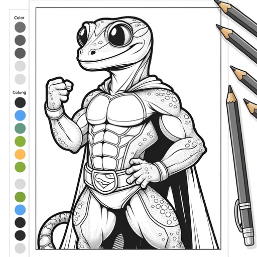 Children&#8217;s Superhero Gecko Coloring Page