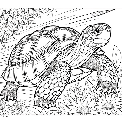 Action Pose Tortoise Coloring Page