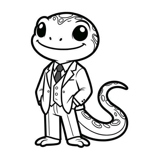 Children&#8217;s Salamander in Suits Coloring Page