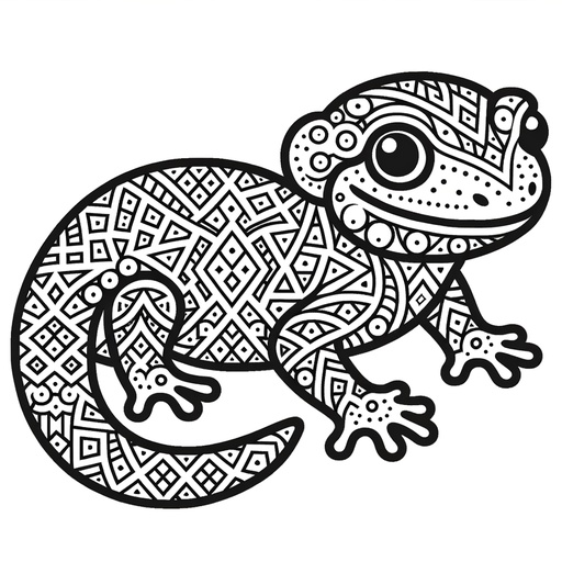 Children&#8217;s Geometric Salamander Coloring Page