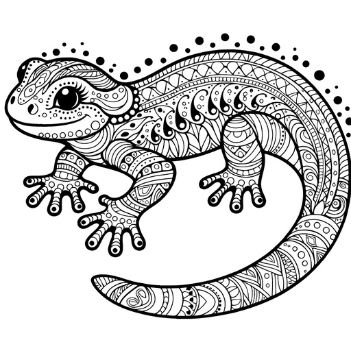 Children&#8217;s Zentangle Salamander Coloring Page