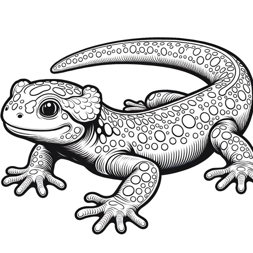 Children&#8217;s Action Pose Salamander Coloring Page