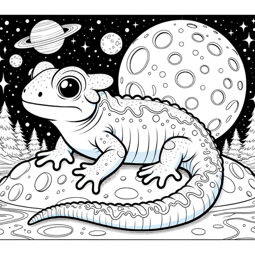 Children&#8217;s Space Salamander Coloring Page