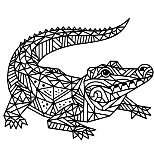 Children&#8217;s Geometric Crocodile Coloring Page