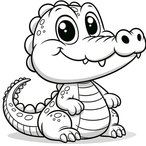 Children&#8217;s Cartoon Crocodile Coloring Page