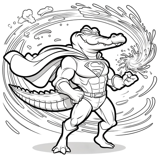 Children&#8217;s Superhero Crocodile Coloring Page