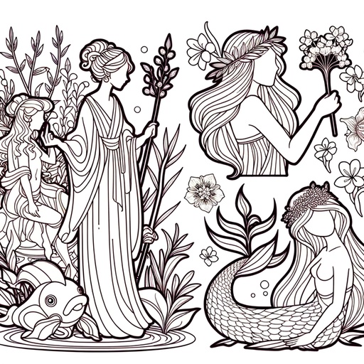 Children&#8217;s Cartoon Nymphs Coloring Page